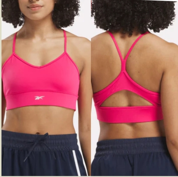 {S} Reebok Workout Ready Spors Bra In Pink - Picture 1 of 5